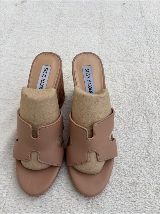 Steve Madden Shoes - Steve Madden Tan Slip-On Wedge Mules